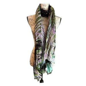 COLLECTION EIGHTEEN abstract print scarf, multicolored, viscose. Vintage styling